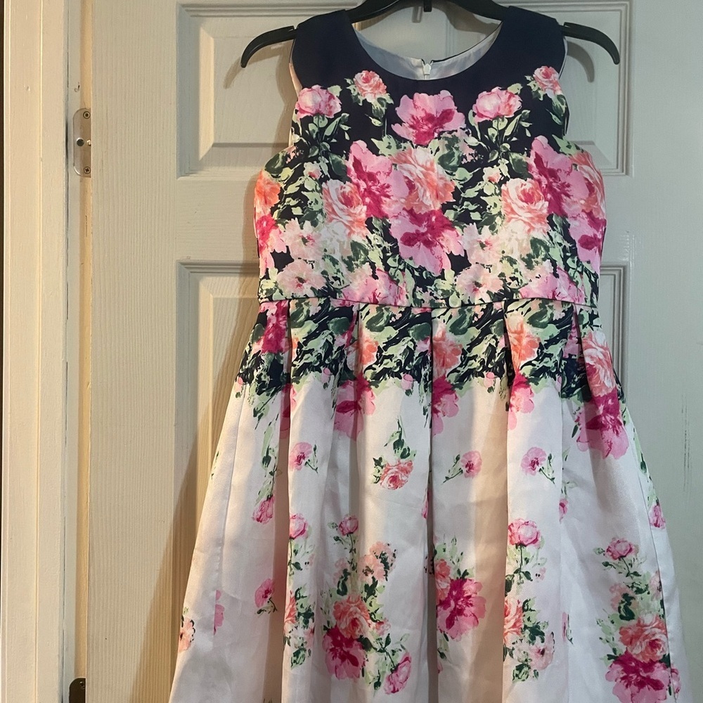 Bonnie Jean Navy and Pink Floral Dress